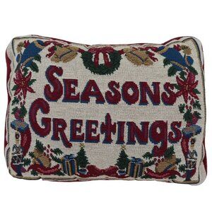 Seasons Greetings Christmas Holiday Tapestry Rectangle Throw Pillow Xmas Decor